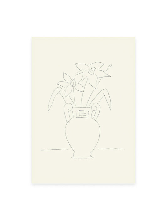 Postcard daffodils in vase