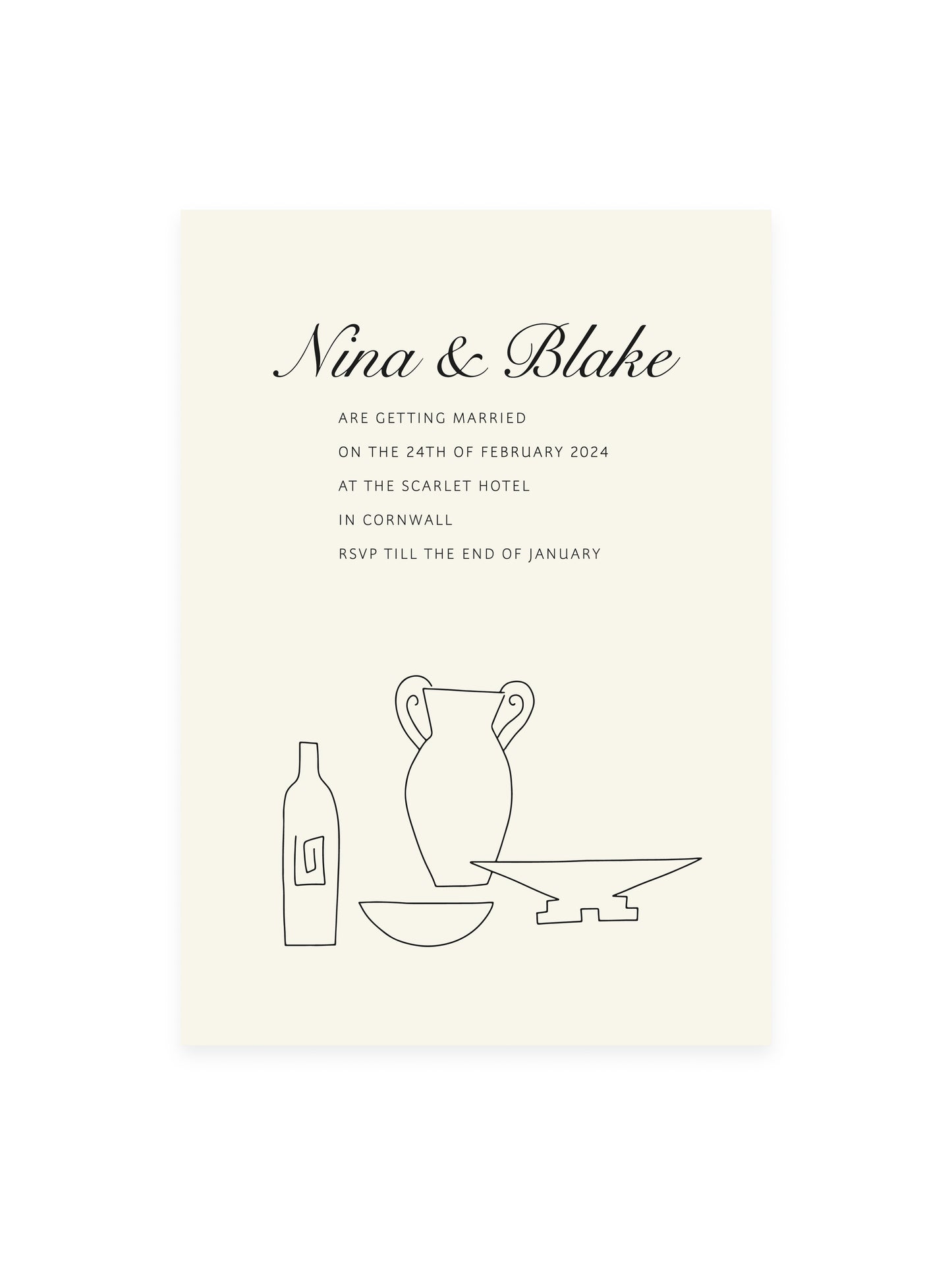 Personalized wedding invitation 'Still life' (risography)