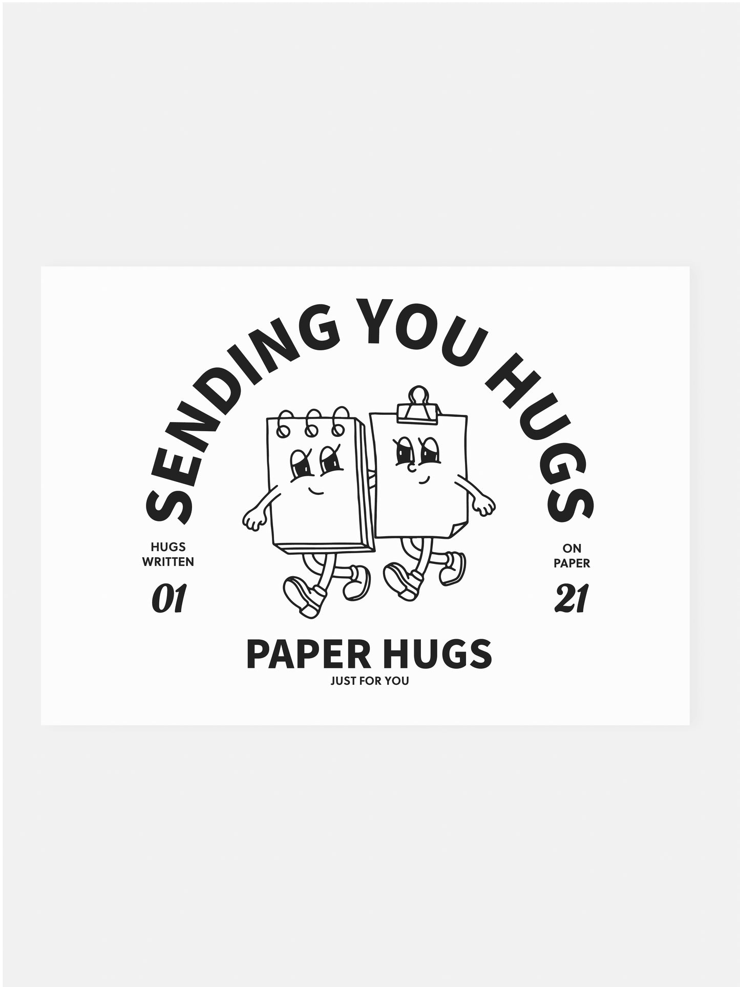 Postcard 'paper hugs'