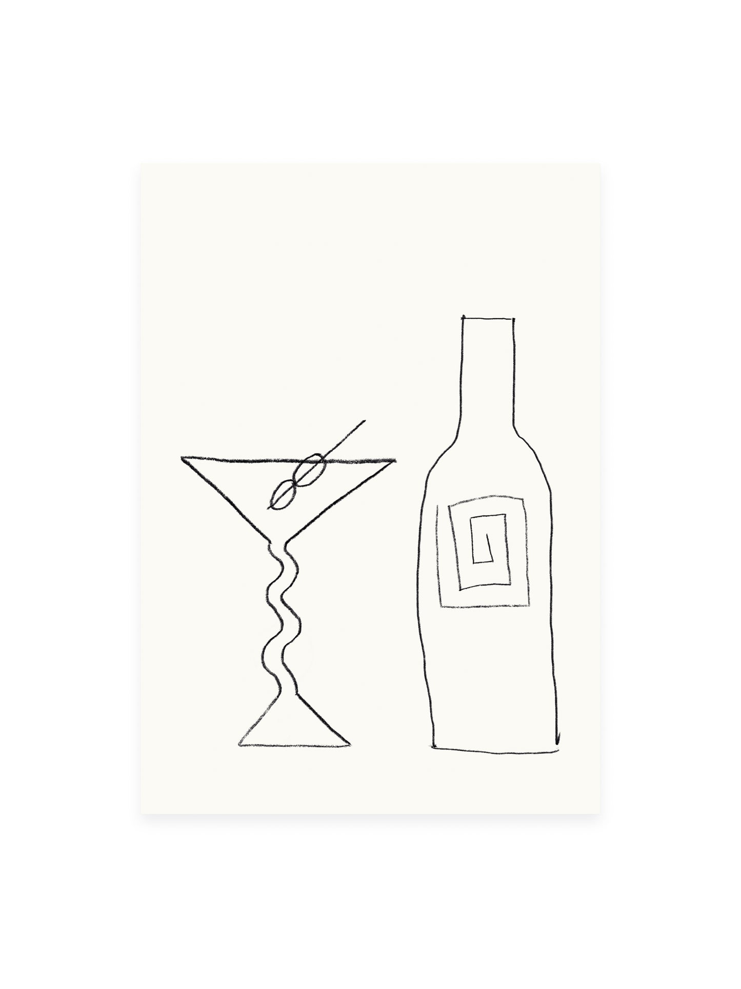 Postcard martini & wine (Risography)