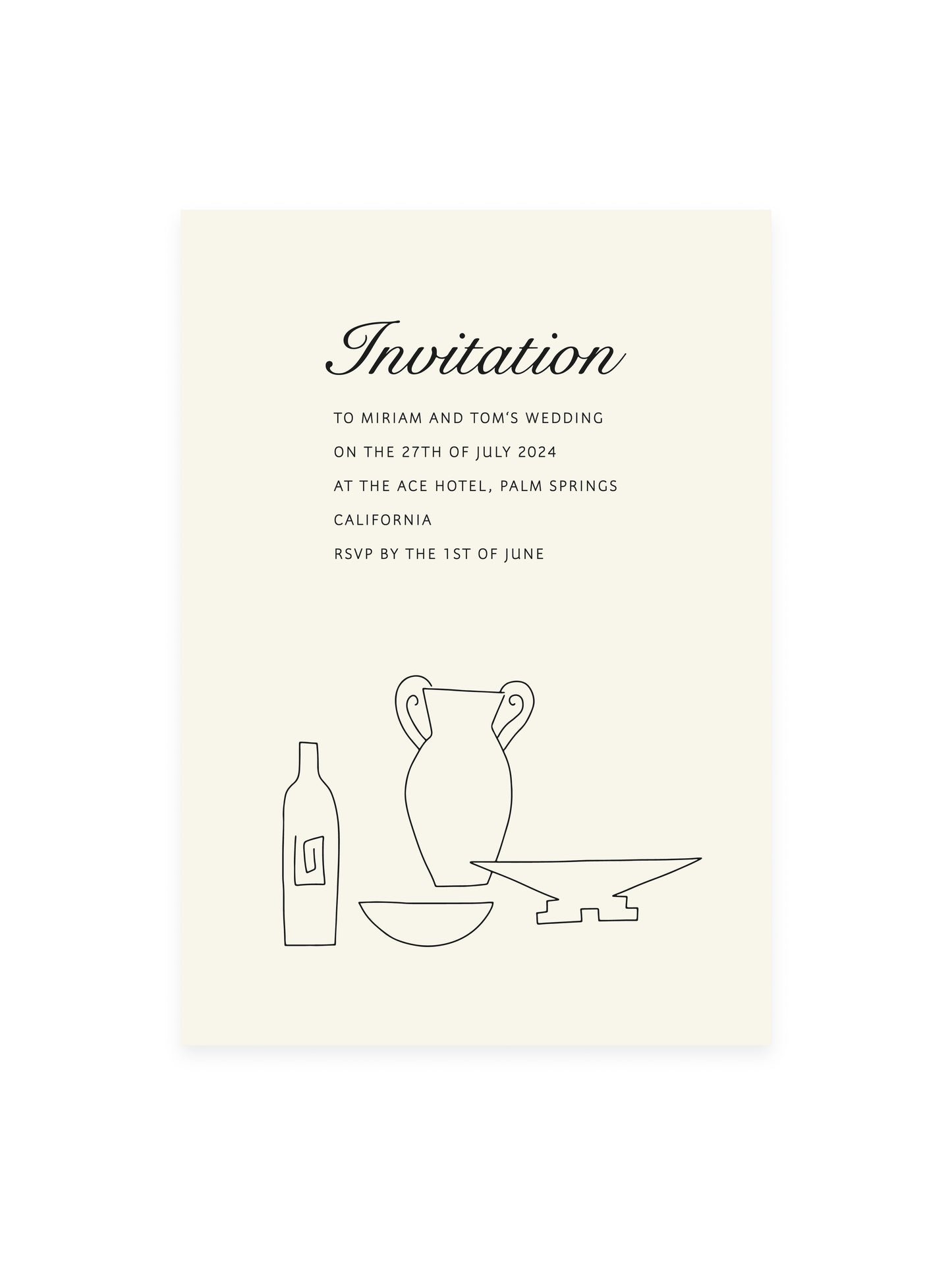 Personalized wedding invitation 'Still life' (risography)