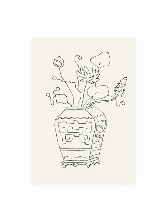Postcard vase with lotus