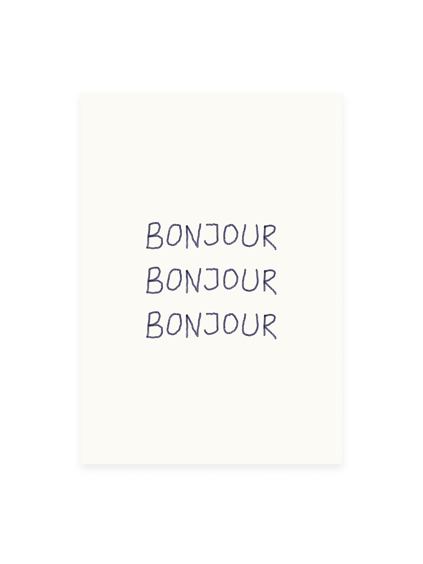 Postcard 'bonjour bonjour bonjour' (Risography)