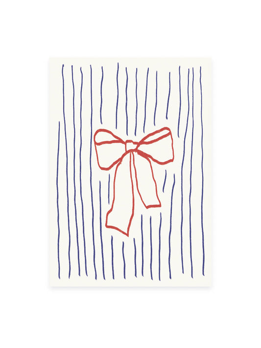 Postcard Bow and Stripes (Risography)