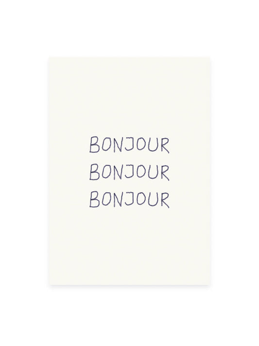 Postcard 'bonjour bonjour bonjour' (Risography)