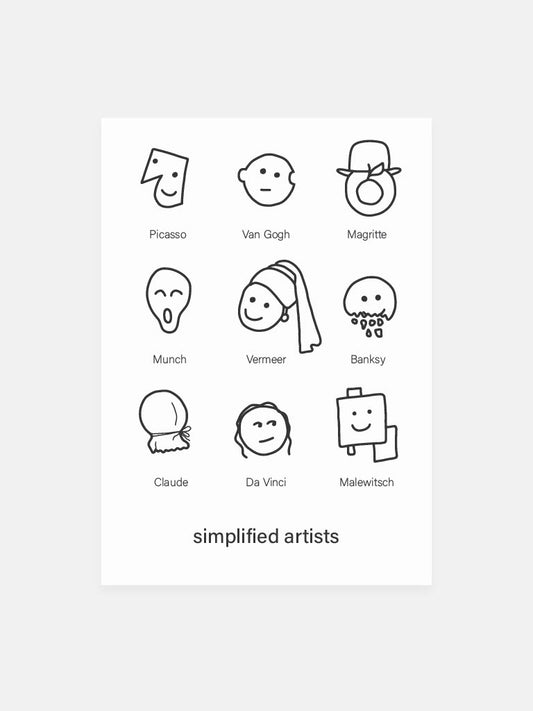 Postcard 'simplified artists'