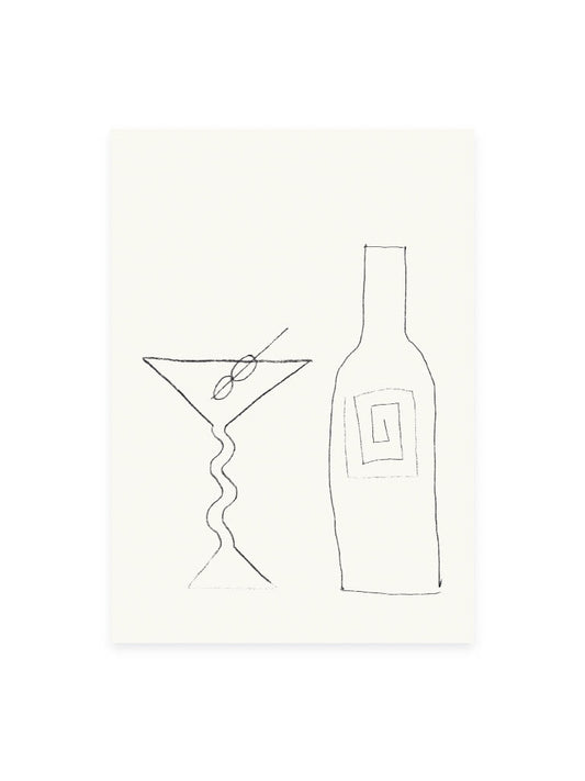Postcard martini & wine (Risography)